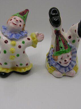 Vintage Made in Japan Tumbling Clown Salt and Pepper Set